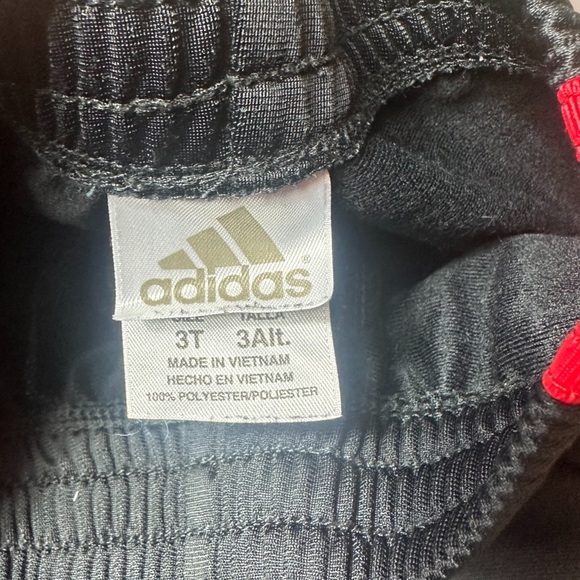 Toddler Black And Red Adidas Three Stripe Elastic Waist Track Pants Size 3T - Picture 6 of 6